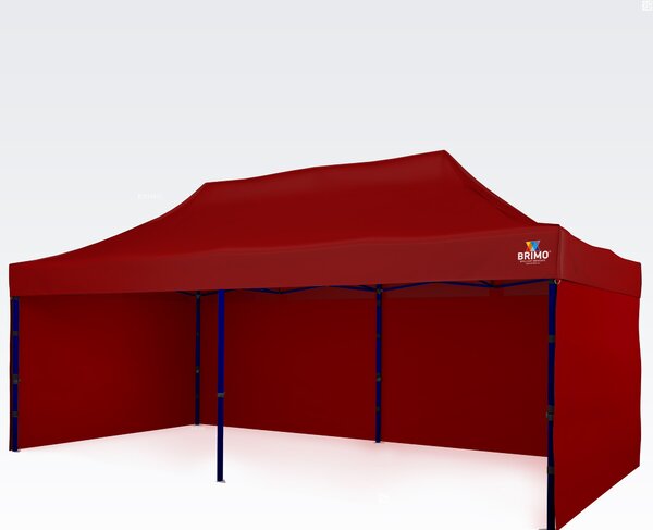 Vrtni paviljon 3×6 m – zložljiv s tremi stenami - plus 3 stene - Rdeča