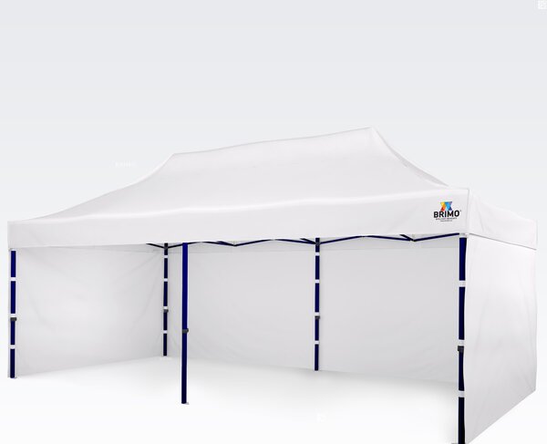 Vrtni paviljon 3×6 m – zložljiv s tremi stenami - plus 3 stene - Bela