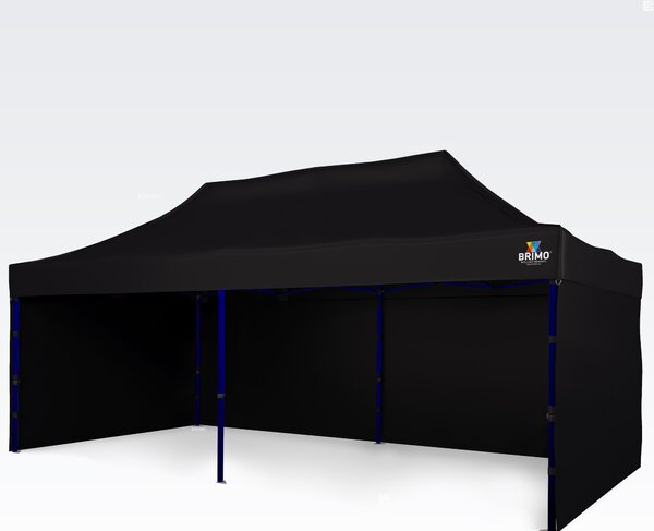 Vrtni paviljon 3×6 m – zložljiv s tremi stenami - plus 3 stene - Črna