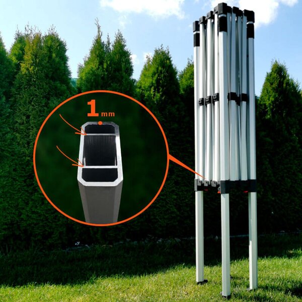 Profi Vrtni Šotor 2x3m ALU EXCLUSIVE (3 stene) - plus 3 stene - Rdeča