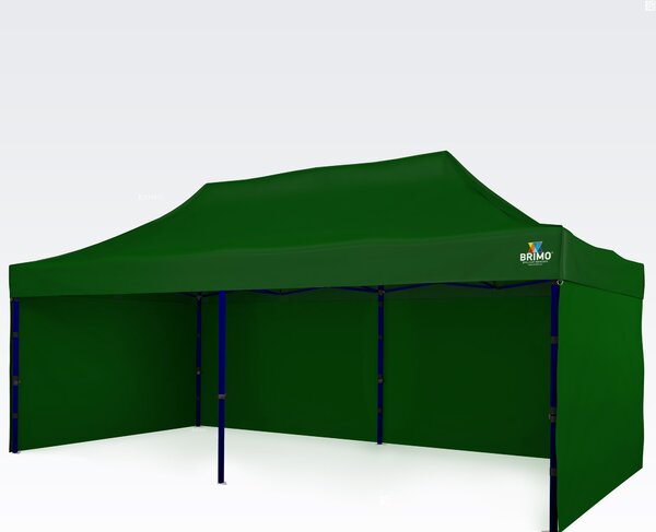 Vrtni paviljon 3×6 m – zložljiv s tremi stenami - plus 3 stene - Zelena