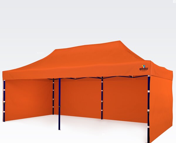 Vrtni paviljon 3×6 m – zložljiv s tremi stenami - plus 3 stene - Orange
