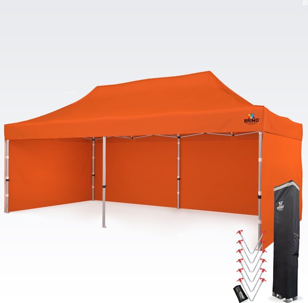 Aluminijast škarjasti šotor 4x8 m za motošport in depo - plus 3 stene - Oranžna