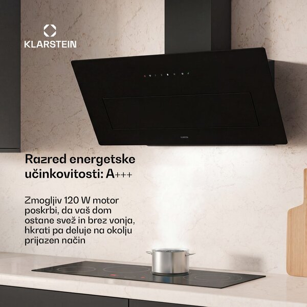Klarstein SleekAir poševna napa | Način odvajanja zraka in kroženja zraka | Eleganten dizajn | 720 m³/h | 90 cm
