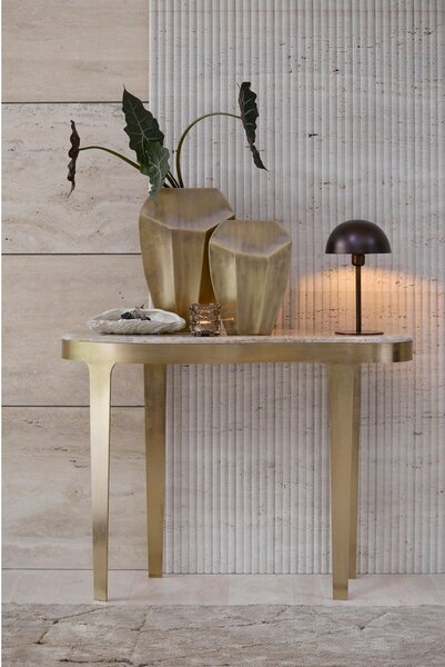 Stranska mizica z marmorno mizno ploščo v bronasti barvi/sivorjava 40x110 cm Giulio – Light & Living