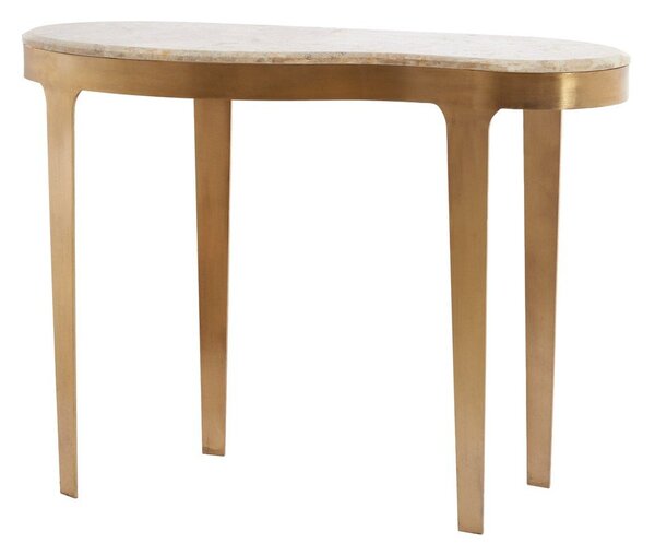 Stranska mizica z marmorno mizno ploščo v bronasti barvi/sivorjava 40x110 cm Giulio – Light & Living