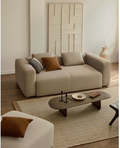 Temno rjava klubska mizica iz masivnega hrasta 64x146 cm Pirita – Kave Home