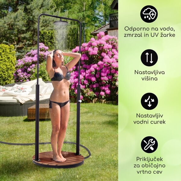 Blumfeldt Sumatra Falls Round, vrtni tuš, WPC, aluminij, Ø 80 cm, okrogel