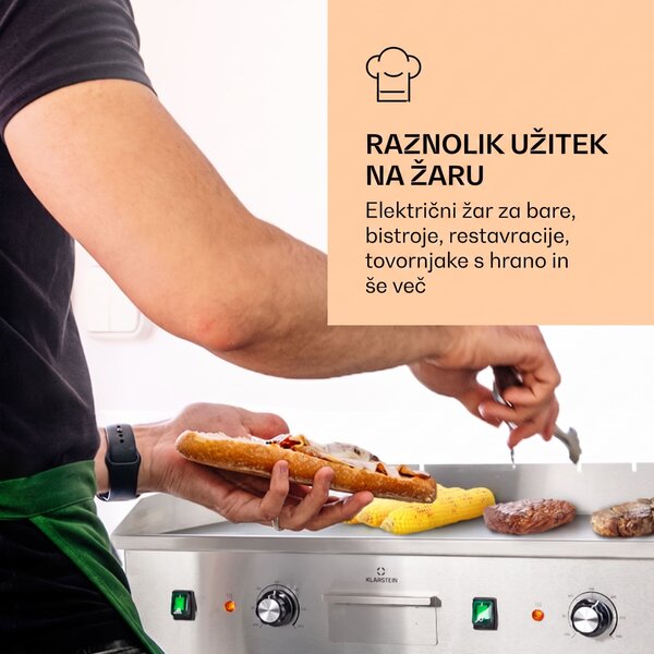 Klarstein Grillmeile 4400, električni žar, Plancha, 2x2200W, žar plošča iz nerjavečega jekla