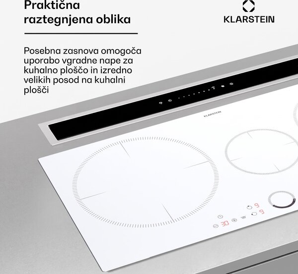 Klarstein Delicatessa 80, vgradna indukcijska plošča, 3 cone, 6000 W, cona Paella, steklokeramika