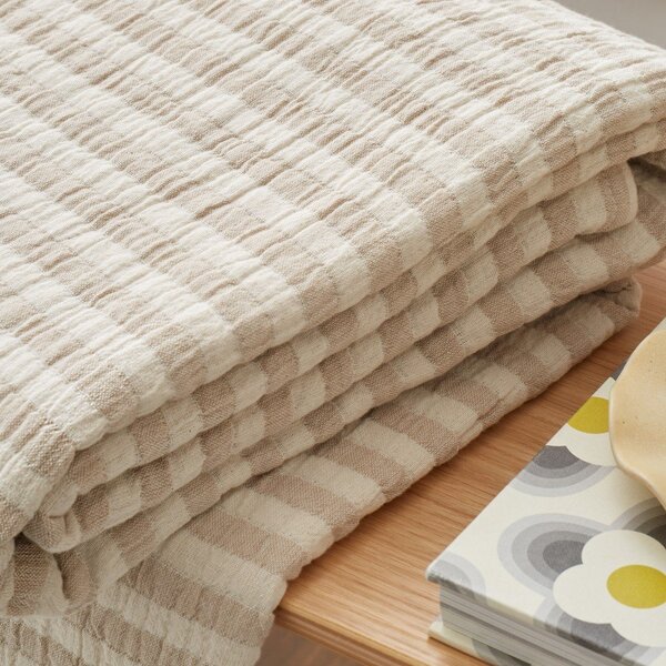 Bombažna odeja v naravni barvi 150x200 cm Cotton Muslin Stripe – Bianca
