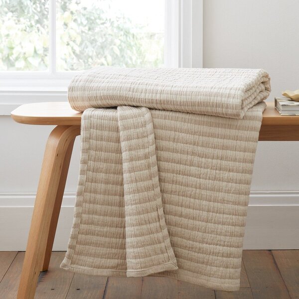 Bombažna odeja v naravni barvi 150x200 cm Cotton Muslin Stripe – Bianca