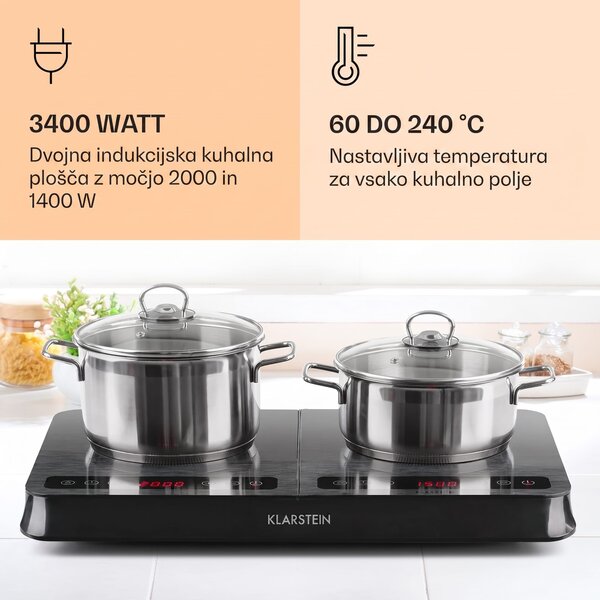 Klarstein InnoChef, indukcijska kuhalna plošča, 3400 W, upravljalna plošča na dotik, siva
