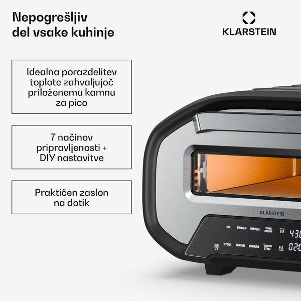 Klarstein Električna pečica za pizzo PizzaForno s 1 700 W, 7 programov + spominska funkcija, digitalni zaslon