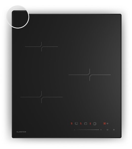 Klarstein Velaire indukcijska kuhalna plošča | Elegantna, minimalistična, varčna s prostorom | 3 kuhališča | 5500 W | 45 cm