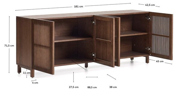 Temno rjava komoda v orehovem dekorju 181x71,5x42,5 cm Beyla – Kave Home