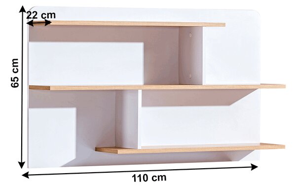 KONDELA Kombinirana stenska polica, bela/hrast nash, EGO L8
