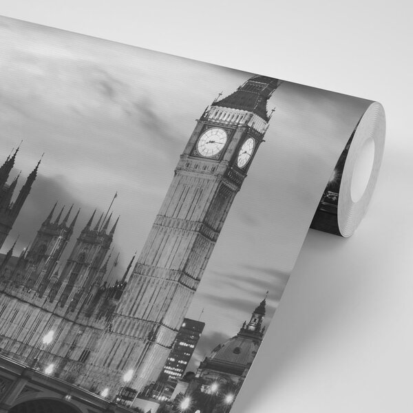 Fototapeta nočni črno-bel Big Ben v Londonu