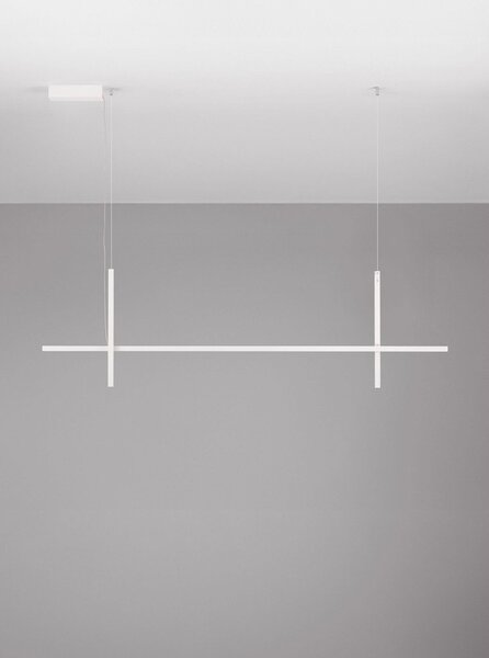 Mat bela aluminijasta LED viseča svetilka s senčilom iz akrilnega stekla Looma – Nova Luce