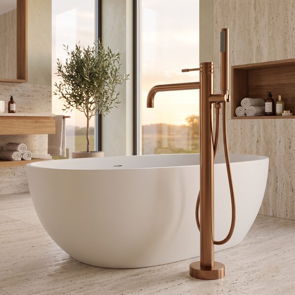 Samostoječa mešalna pipa Rea Lungo Diamond Brush Copper