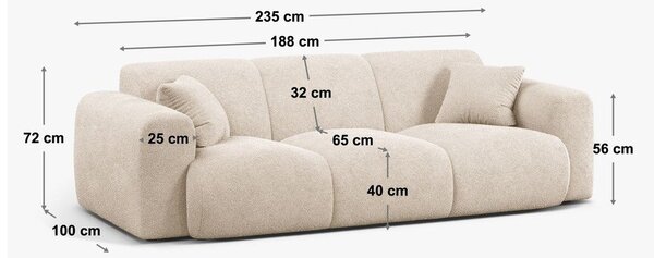 Kaki zelena žametna sedežna garnitura 235 cm Molino – Micadoni