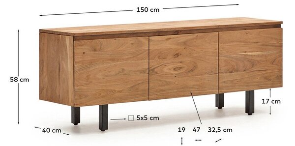 TV omarica iz masivne akacije v naravni barvi 150x58x40 cm Uxue – Kave Home