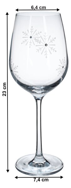 TEMPO-KONDELA SNOWFLAKE VINO, kozarci za vino, set 4, 450 ml, prozorna/bela