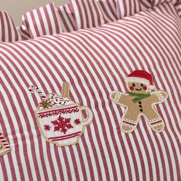 Okrasna blazina z božičnim motivom 30x50 cm Christmas Gingerbread Stripe – Catherine Lansfield
