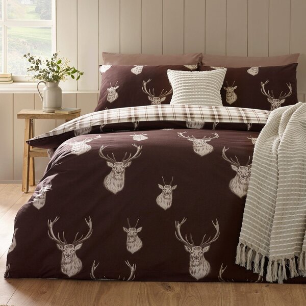 Temno rjava posteljnina za zakonsko posteljo 200x200 cm Stag – Catherine Lansfield