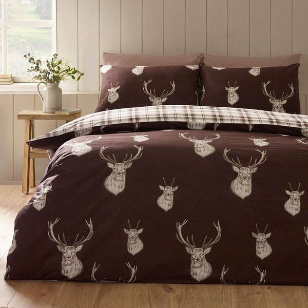 Temno rjava posteljnina za zakonsko posteljo 200x200 cm Stag – Catherine Lansfield