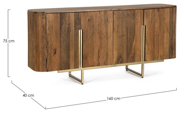Komoda iz masivnega manga v zlati barvi/v naravni barvi 160x75x40 cm Vilas – Bizzotto