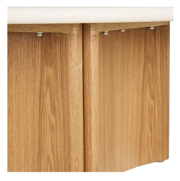 Bela/v naravni barvi okrogla klubska mizica z betonsko mizno ploščo ø 80 cm Motril – House Nordic