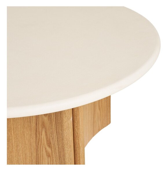 Bela/v naravni barvi okrogla klubska mizica z betonsko mizno ploščo ø 80 cm Motril – House Nordic