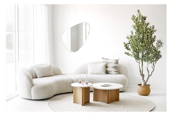 Bela/v naravni barvi okrogla klubska mizica z betonsko mizno ploščo ø 80 cm Motril – House Nordic