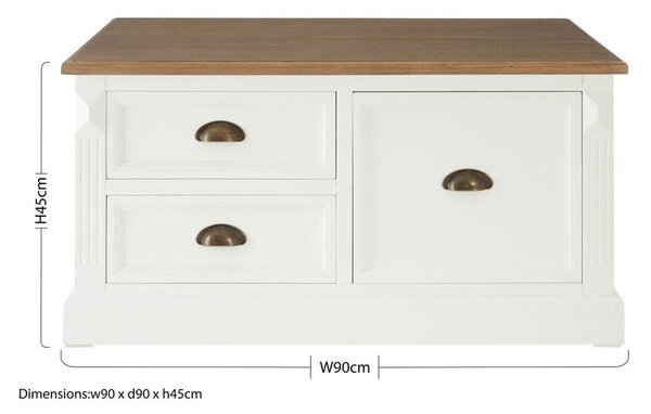 Bela klubska mizica v dekorju jelke 90x90 cm Hardwick – Premier Housewares