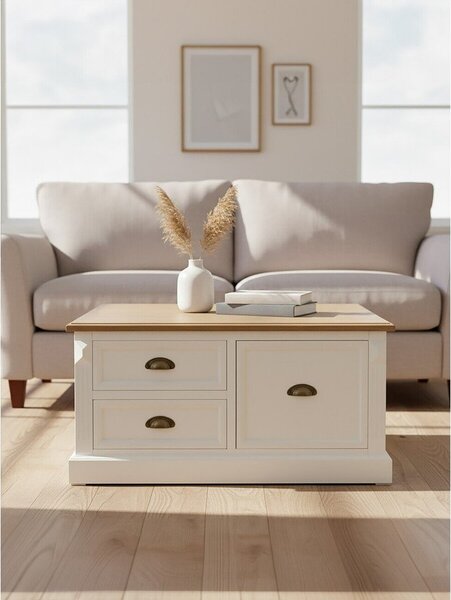 Bela klubska mizica v dekorju jelke 90x90 cm Hardwick – Premier Housewares