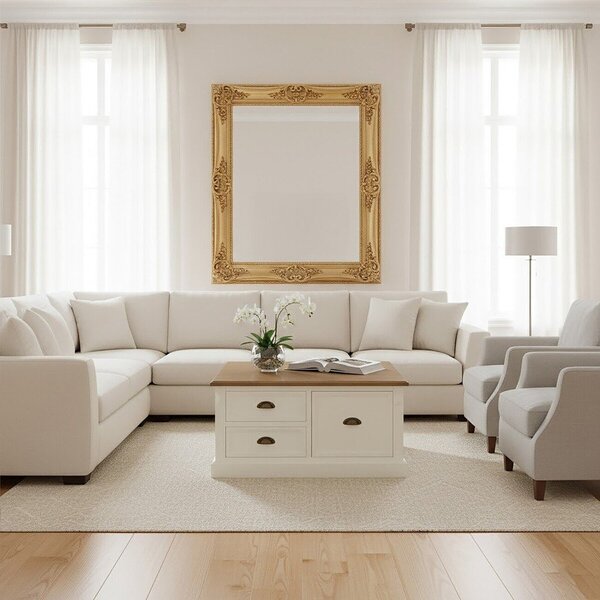 Bela klubska mizica v dekorju jelke 90x90 cm Hardwick – Premier Housewares
