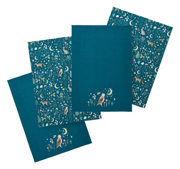 Bombažne kuhinjske krpe v kompletu 4 ks 50x70 cm Enchanted Twilight Animals – Catherine Lansfield