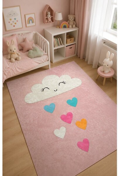 Rožnata pralna otroška preproga 140x190 cm Clouds – Mila Home
