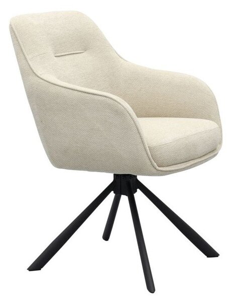 Kremno bel oblazinjen jedilni stol z nasloni za roke Avola – Unique Furniture