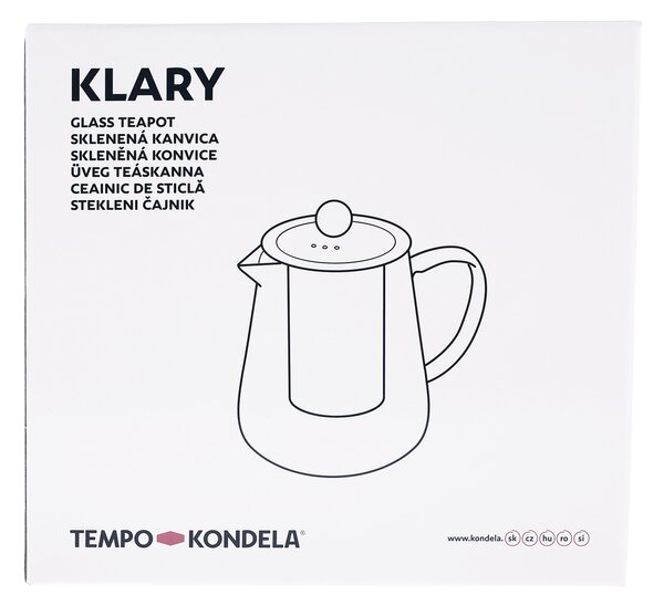 TEMPO-KONDELA KLARY, čajnik s cedilom, 1,3 l, steklo