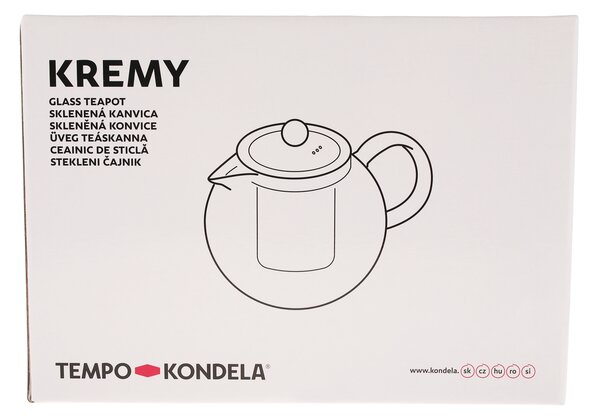 TEMPO-KONDELA KREMY, čajnik s cedilom, 0,95 l, steklo