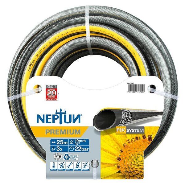 Neptun Premium Vrtna cev (Dolžina: 25 m, Diameter cevi: 19 mm, ¾″, 22 bar) productname.garantie.plussign BAUHAUS garancija 20 let