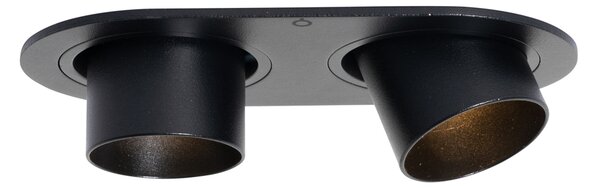 Okrogel vgradni reflektor črn GU10 35 mm nagibni 2-lučni - Installa