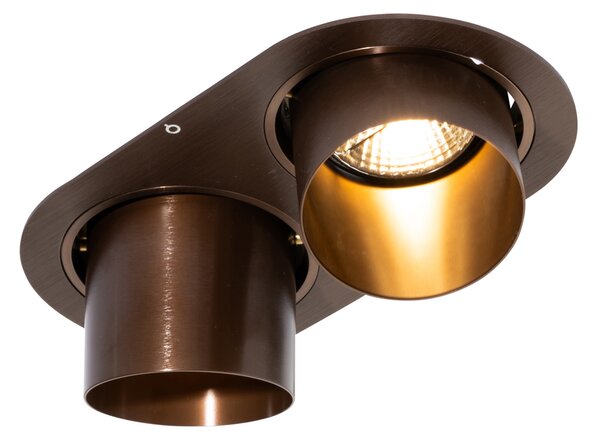 Okrogel vgradni reflektor temno bronasta GU10 70 mm nagibni 2-lučni - Installa