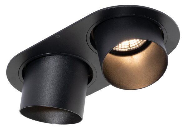 Okrogel vgradni reflektor črn GU10 70 mm nagibni 2-lučni - Installa