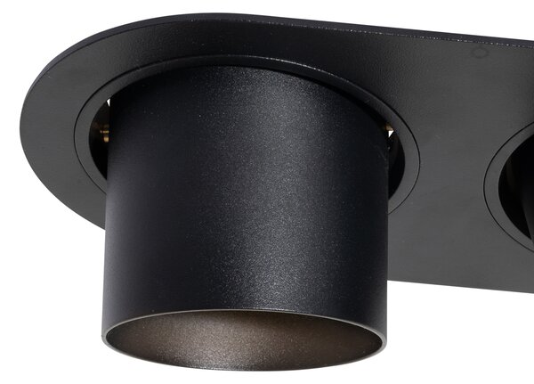 Komplet 6 vgradnih reflektorjev črne barve GU10 70 mm, nagibni, 2-lučni - Installa