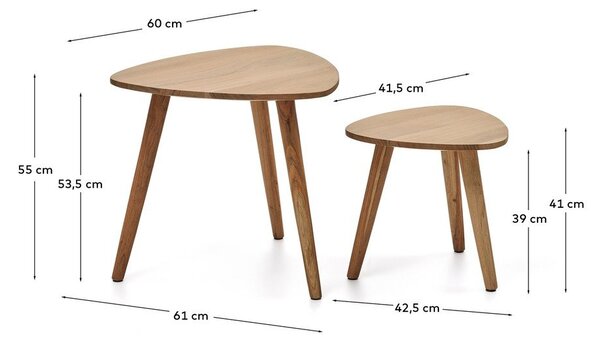 Stranski mizici v kompletu 2 ks iz masivne akacije 60x61 cm Duvani – Kave Home