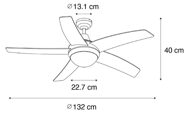 Pametni stropni ventilator bel s LED in daljinskim upravljalnikom - Cool