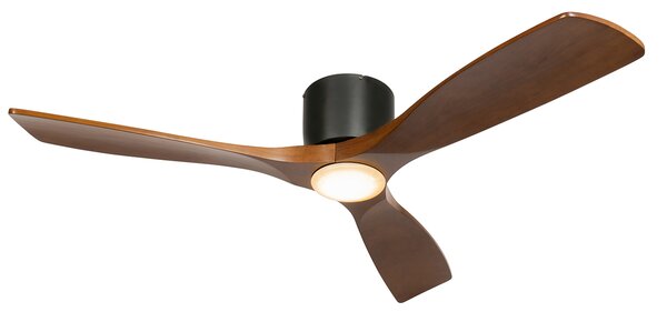 Stropni ventilator črn z lesom 131,5 cm vklj. LED zatemnitev z daljinskim upravljalnikom - Jerri